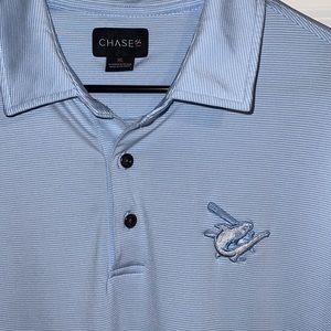 Men’s Chase54 polo with baseball shark logo sz XL